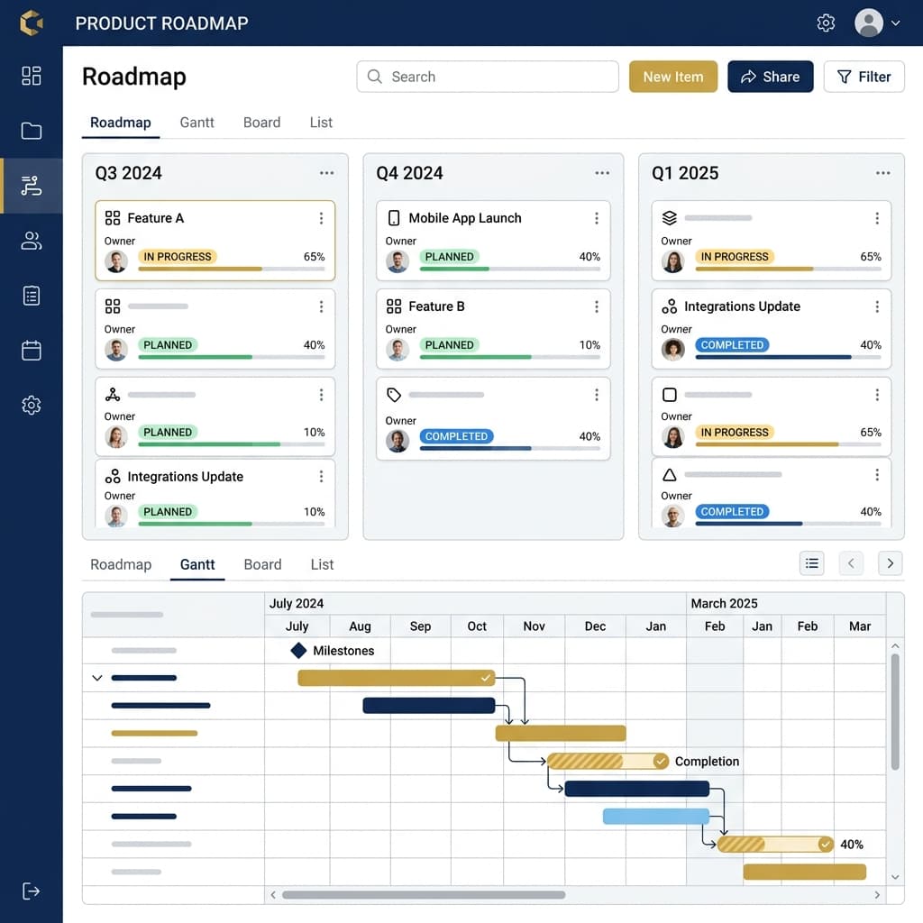 RoadmapIQ Dashboard Mockup